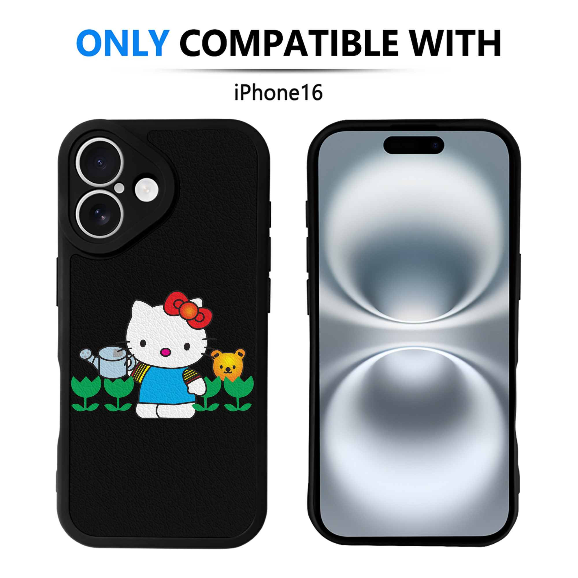 （画像用） Hello Kitty ハローキティ 【iPhone 16シリーズ対応】シリコンスマホケース（レザー調） 材質：シリコン